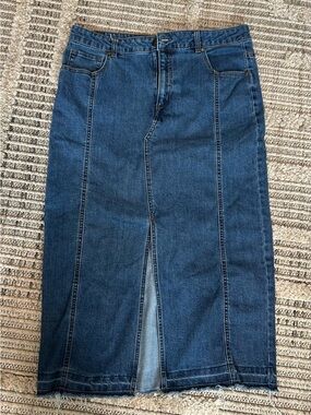 Rachel Zoe Indigo Denim Maxi Skirt with Center Slit